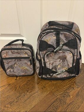 Pottery Barn Kids Mackenzie Dinosaur Backpack Lunch Box Set Gray